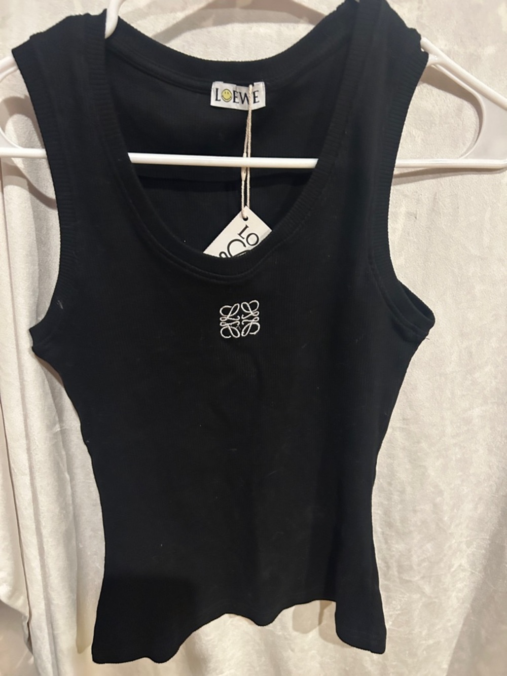 Loewe Black Ribbed Tank with Embroidered Anagram